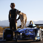 Formula E car races cheetah